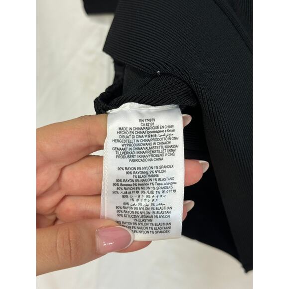 Herve Leger Icon Long Sleeve Bodycon Mini Sheath Dress Black Women's Size XS - Picture 4 of 4